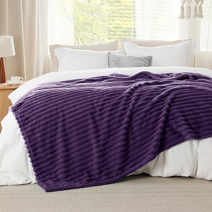 Bedsure Purple Fleece Blanket for Couch&King Size Blanket for Bed,108x90 Inches