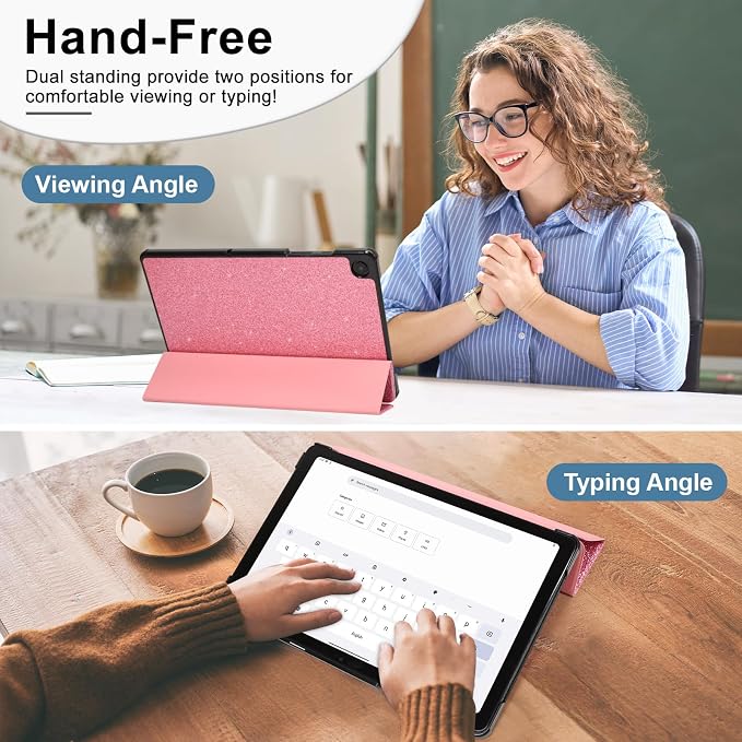Caweet Case for Samsung Galaxy Tab A9+ / A9 Plus 11 Inch 2023 Ultra Slim Lightweight Hard Back Shell Tri-Fold Stand Cover with Atuo Sleep/Wake Almond Blossom