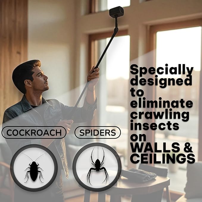 New Powerful Handheld Insect Zapper, Walls, Ceilings Indoor Spider Zapper, Cockroach Zapper, Insect Exterminator, Rechargeable