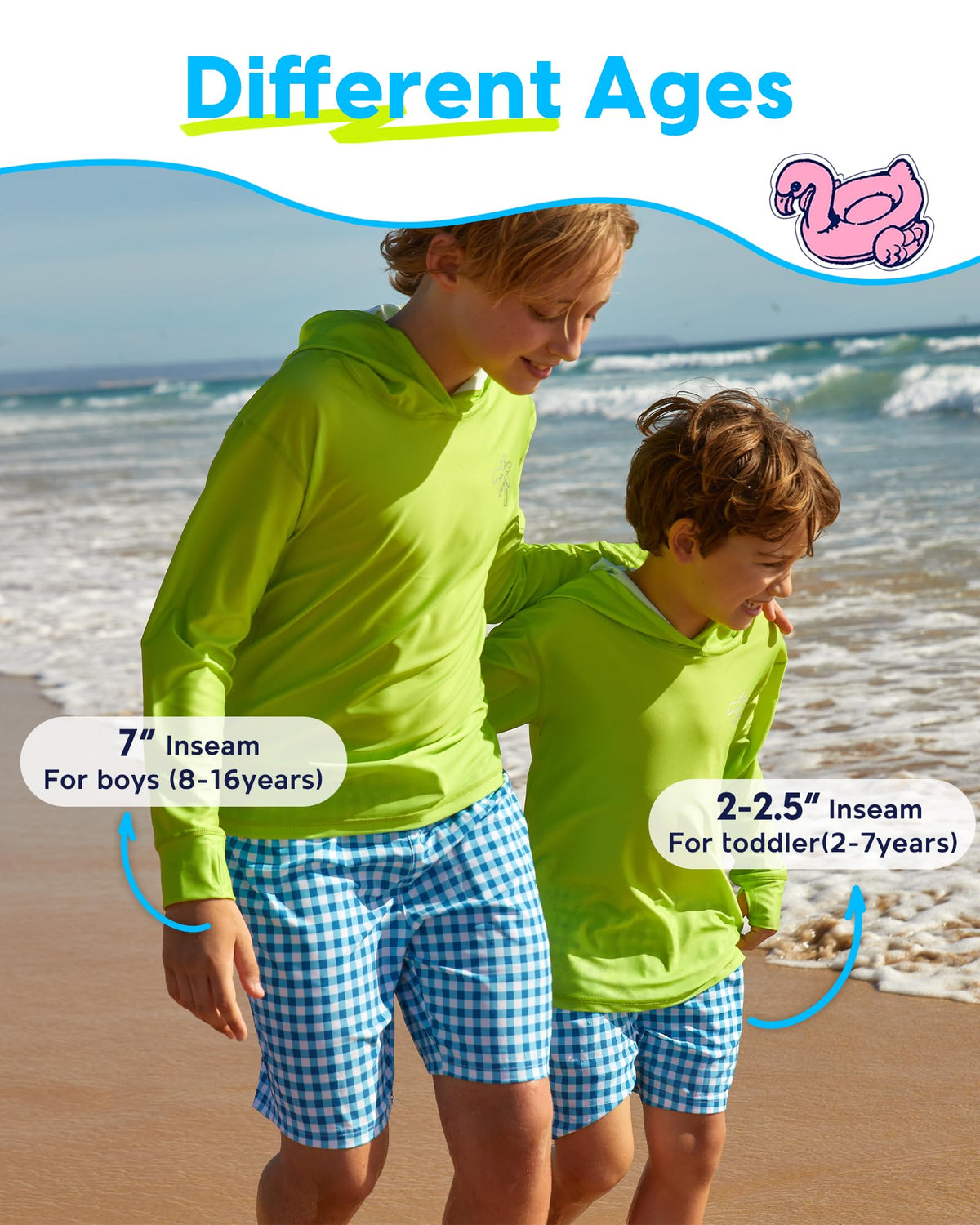 maamgic Boys Swim Trunks with Compression Liner 4-Way Stretch Quick Dry Bathing Suit Toddler Beach Shorts Retro Green 2T