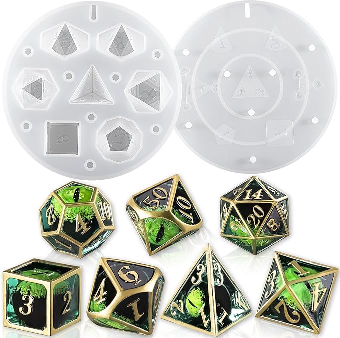 LET'S RESIN Upgraded Large DND Silicone Molds for Resin with 7 Cavities