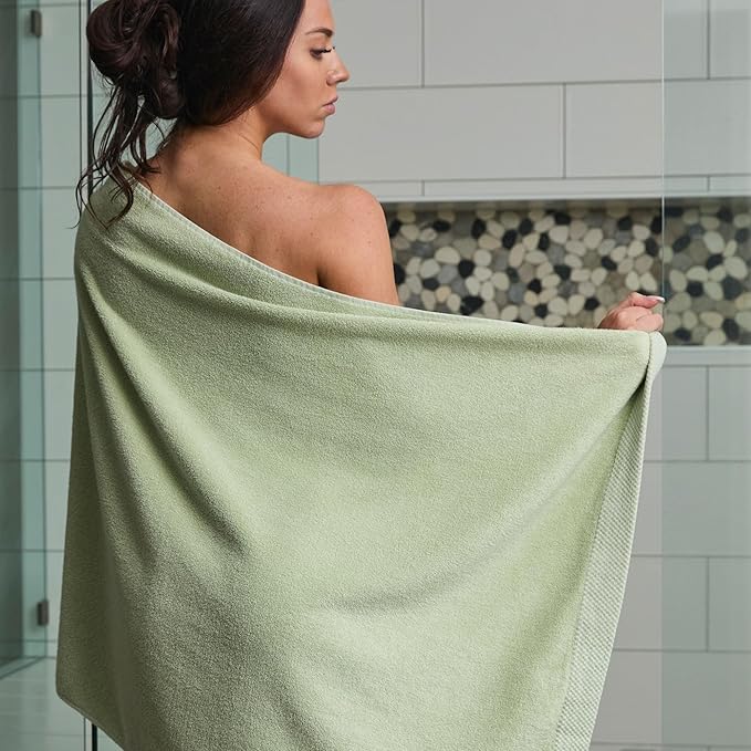 BedVoyage Luxury Bath Towels Set of 8 - Ultra Soft Plush Bathroom Towel Set - Highly Absorbent Viscose from Bamboo Bath Towels Ultra Soft - Spa Towel for Body -Sage