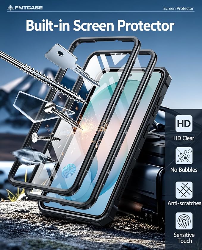 FNTCASE for 11 Pro XL Case Rugged Kickstand 2 Front Frames Black | Built-in Screen Protector 20FT Military-Grade Drop Protection Rugged Heavy Duty Shockproof Full Body Protective Cover