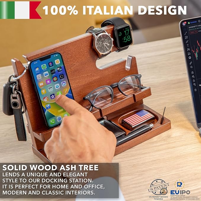 Greta Oto Wooden Personalized Docking Station gift for men Fathers Day Gift Personalized Gifts