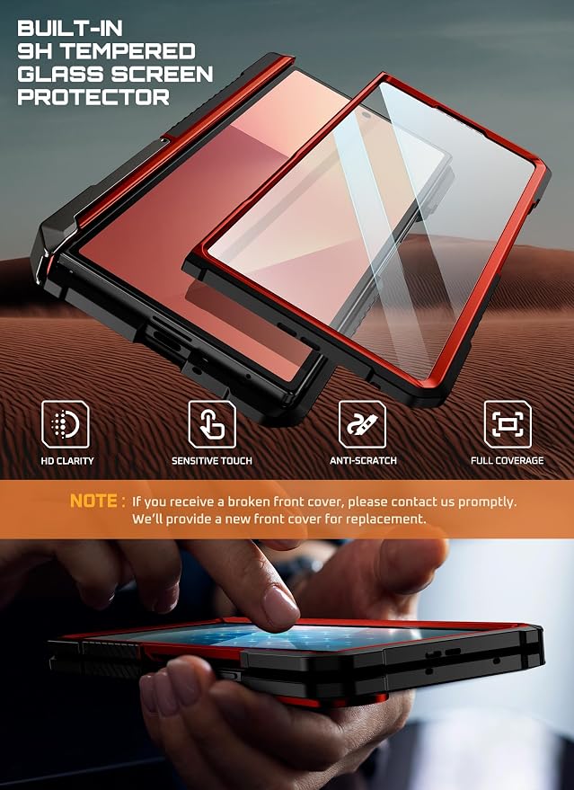 SUPCASE for Samsung Galaxy Z Fold 7 Case with Kickstand Azure | Compatible with MagSafe Tempered Glass Screen Protector Military-Grade Protection Hinge Coverage Unicorn Beetle Grip