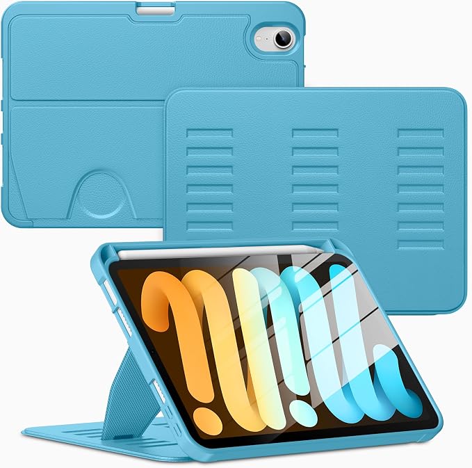 VIKESI Case for iPad mini 7 (A17 Pro) and iPad mini 6Multiple Angles Magnetic Stand CoverShockproof Soft BackPencil Holderand Auto Sleep/WakeBlack