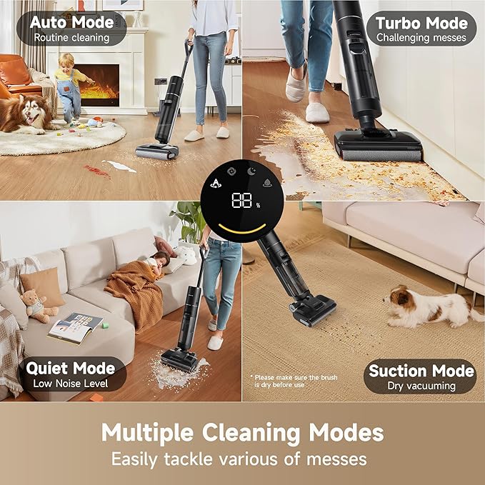 DREAME H12 Pro FlexReach Wet Dry Vacuum Cleaner, 0 Tangle Cordless Vacuum Mop All-in-One for Hard Floors, 180° Lie-Flat Floor Cleaner Machine with 194°F Hot Self-Cleaning, 50Mins Runtime