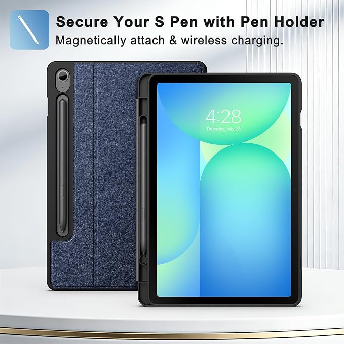 Supveco Case for Samsung Galaxy Tab S10 Fe / S10 Lite / S9 FE 10.9-Inch | Premium Folio Stand Soft TPU Protective Cover with S Pen Holder Multi-Angle Viewing &amp Auto Wake/SleepNotebook