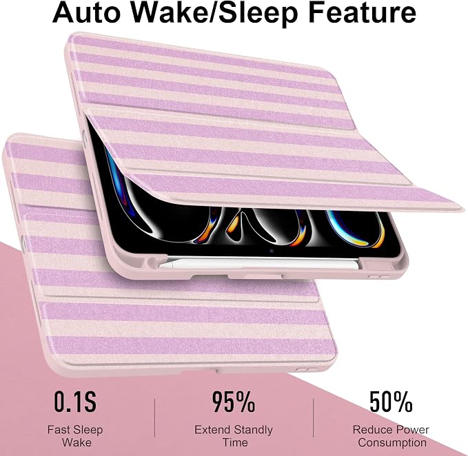 DONGKE for iPad Pro 11-Inch Case (M5 2025 / M4 2024) 6th/5th Generation [Auto Sleep/Wake &amp Pencil Pro Holder] Clear Acrylic Back Smart Trifold Stand Cover Bear &amp Cherry