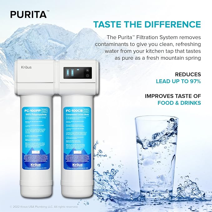 KRAUS Purita 2-Stage Carbon Block Under-Sink Water Filtration System