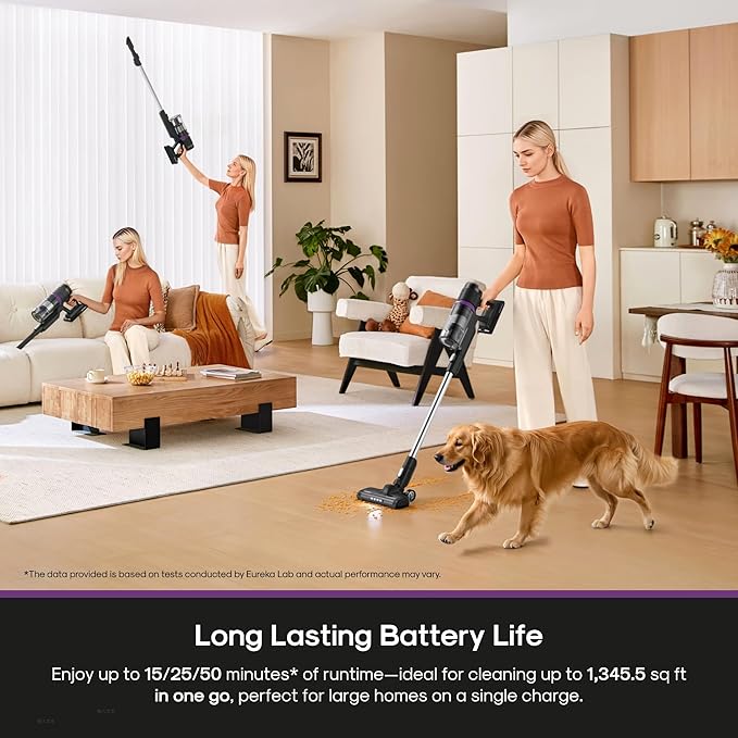 Eureka Cordless Vacuum Cleaner Lightweight, Stick Vacuum Rechargeable for Hardwood, Pet Hair, Black, ReactiClean 410
