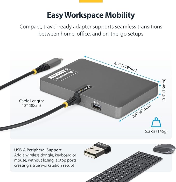StarTech USB-C to Quad HDMI 4K60 Workstation Dock, 140W PD Passthrough, USB for Keyboard and Mouse, Windows, Mac M1-M5, USB4, Thunderbolt Laptops, DisplayLink DL7400, TAA (Quad-USB-HDMI-Adapt)