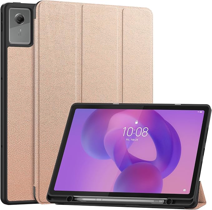 YRH for Idea Tab Pro 12.7 inch Case 2025 with Pen Holder Soft TPU Back Tablet Cover Case with Auto/Sleep (Black)