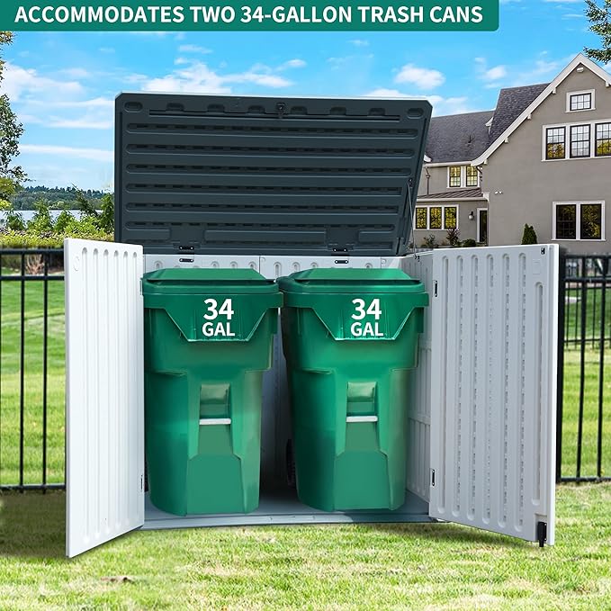 YITAHOME Outdoor Resin Storage Sheds, 39 in Height Lockable Waterproof Horizontal Shed w/o Shelf, Easy to Assemble Shed Storage for Garden Tools, Light Gray