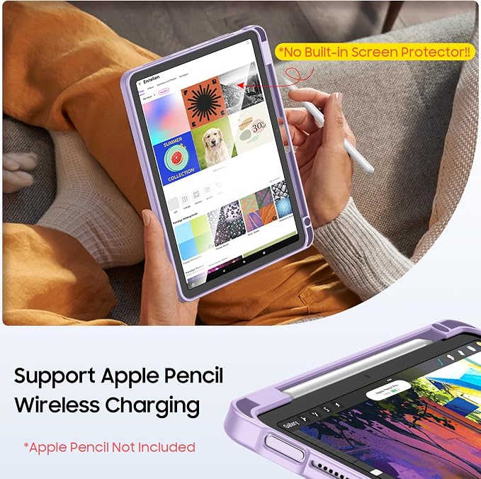 Fintie Shockproof Case for iPad Air 11-inch &amp iPad Air 5th/4th Gen 10.9 in | Slim Frosted Hard Back Cover Multi-Angle Viewing Built-in Kickstand &amp Pencil Holder Anti-Scratch Black