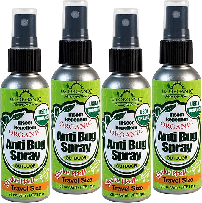 US Organic Mosquito Repellent Anti Bug Outdoor Pump Sprays, USDA Certification, Cruelty Free, Proven Results by Lab Testing, Deet-Free (2 oz - Extra Value 4 Pack)