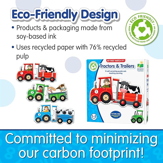 The Learning Journey: Match It! - Tractors & Trailers - 15 Self Correcting Puzzle Sets Teaching Counting - Preschool Learning Toys - Award Winning Toys