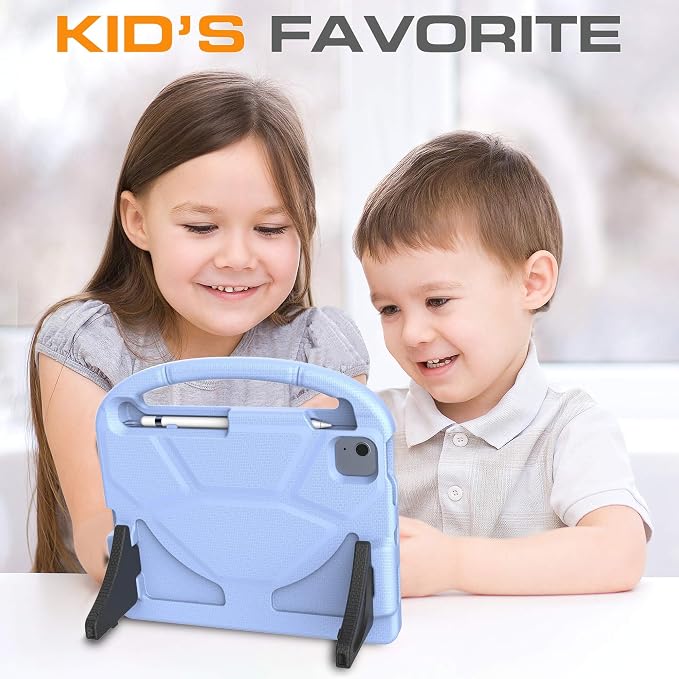 Kids Case for iPad (A16) 11th Generation 11 Inch 2025/iPad 10th Generation 10.9 Inch 2022 with Screen Protector and Pencil Holder Shockproof Handle Stand Cover for iPad 11/10 Gen Blue