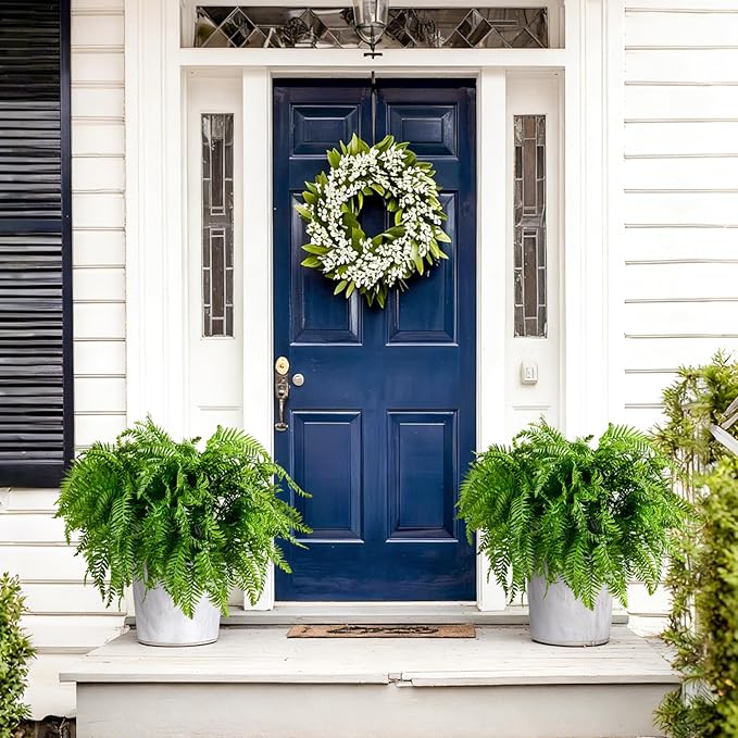 Artificial Fern Plants 10 Pcs Artificial Bush Fern Plants Realistic Fake Stems Plant Fake Shrubs Greenery for Indoor Outdoor Porch Patio Window Farmhouse Garden Office Decor (10 Pcs Green)