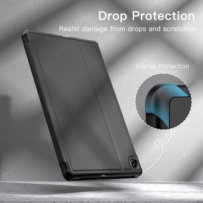 JETech Folio Case Cover for Samsung Galaxy Tab S6 Lite 10.4 Black | Multi-Angle Stand Cover S Pen Holder Slim Protective Cover Auto Wake/Sleep