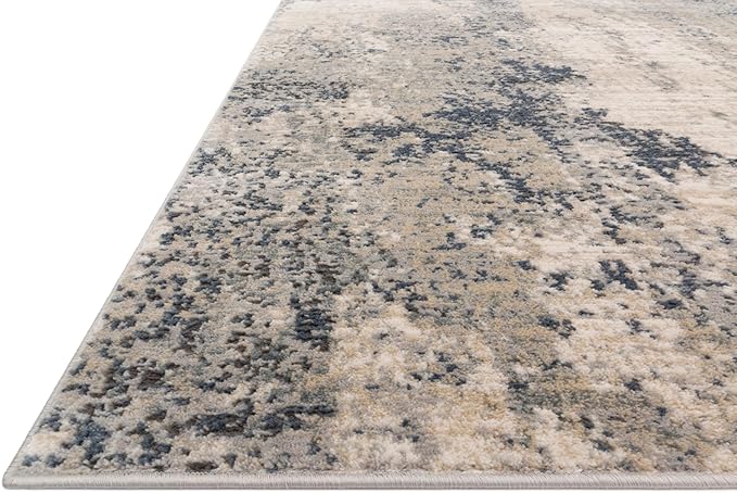 Loloi Teagan Collection TEA-07 Natural/Denim 7'-11" x 10'-6" Area Rug, Large, Soft Neutral Rug, High-Traffic for Living Room, Bedroom, Home Office, Dining Area
