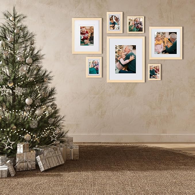 Egofine 9x12 Picture Frame Made of Solid Wood with Plexiglass, Display Pictures 5x7/6x8 with Mat or 9x12 Without Mat for Tabletop and Wall Mounting, Oak Wood