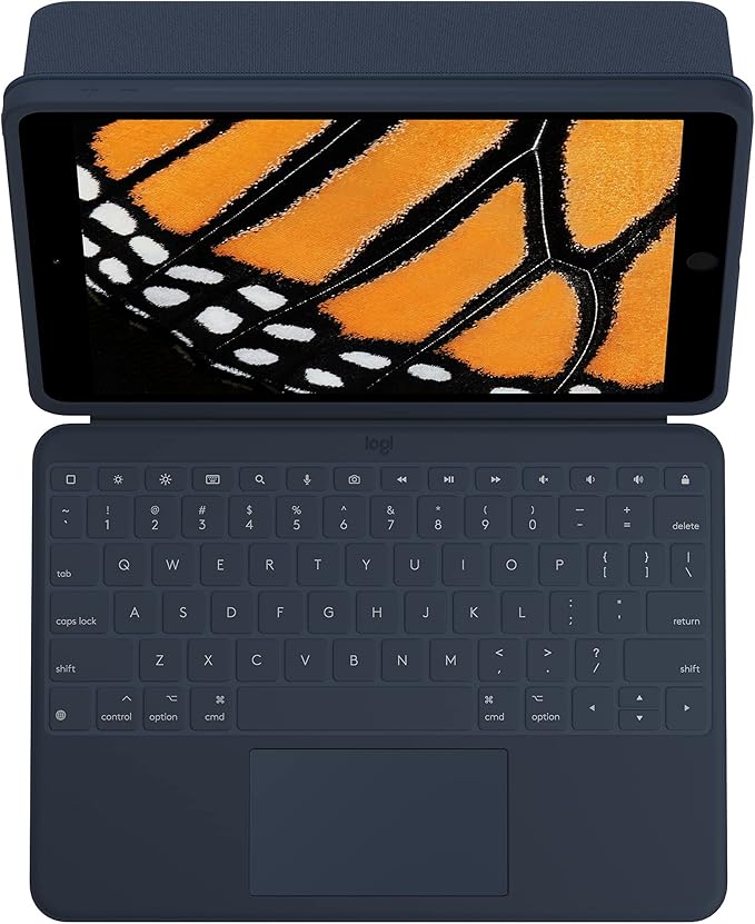 Logitech Rugged Combo 3 Touch iPad® Keyboard Case with Trackpad and Smart Connector for iPad (7th, 8th and 9th Generation) for Education - Classic Blue