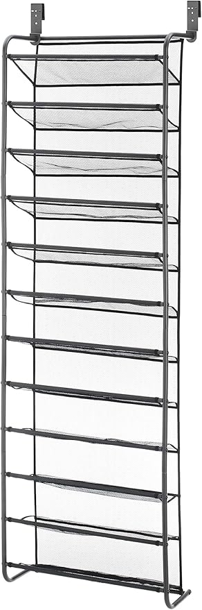 Whitmor 36 Pair Over-The-Door Rack-Gunmetal Gray Shoe Organizer