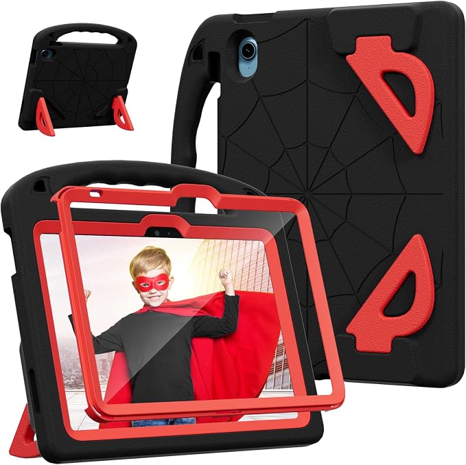 Kids Case for iPad 9th/8th/7th Gen. (10.2-inch 2021/2020/2019) | Shockproof Cover with Built-in Screen Protector and Stand Black