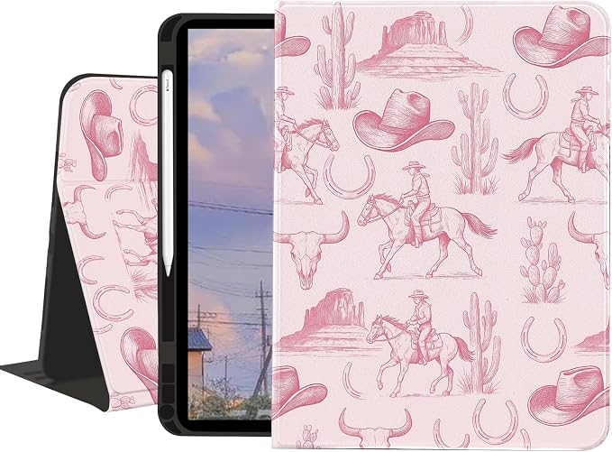 Stylish Case for iPad 9th/8th/7th Generation 10.2 2021/2020/2019Art Pink Starry Sky Textured Folio Case with Pencil Holder Multi-Angle View Adjustable Stand Auto Wake/Sleep Cover for Women