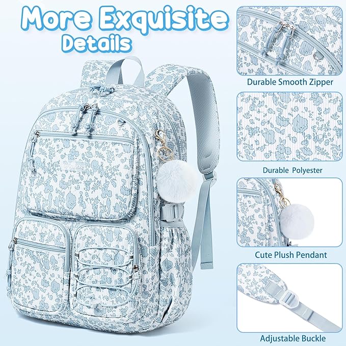 Fimibuke School Backpack for Girls Boys - 3PCS Corduroy Kids Backpack Set with Lunch Box & Pencil Pouch, Lightweight Teen Girls School Bag Laptop Bag Travel Daypack for Elementary Middle High School