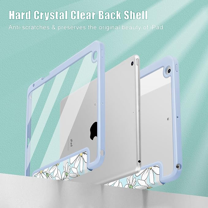 May Chen for iPad 9th Generation with Pencil Holder iPad 8th/7th Gen Case 10.2-inch [Penceil Holder] Trifold Stand Auto Wake/Sleep Clear TPU Protection Back Cover Ballet Shoes