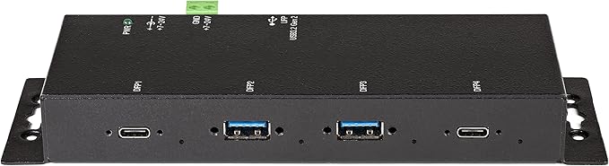 StarTech.com 4 Port USB C Hub 10Gbps - Metal Industrial USB-C Hub - 2X USB-C & 2X USB-A - ESD Surge Protection - USB-C or USB-A Host - Self-Powered Mountable USB 3.2 Gen 2 Type-C Hub, TAA