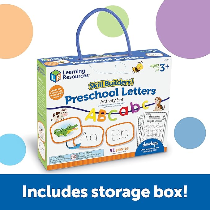 Learning Resources Skill Builders Preschool Letters - Vocabulary Skills, Alphabet Classroom Must Haves, Teacher Supplies, ABC Montessori, Phonics and Reading Games, Fine Motor, Birthday Gift