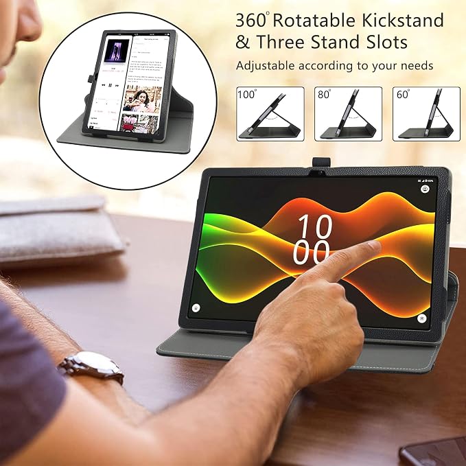 LiuShan Compatible with Boost Celero 5G Tab Case360 Degree Rotation Stand PU Cover for Boost Celero 5G Tab 11 Inch Tablet（Not Fit Other TabletBlack