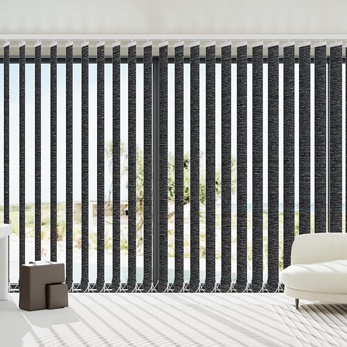 Blindify Motorized Vertical Blinds, Blackout Sliding Door Shades Vertical Shades Remote Control Customize, Black