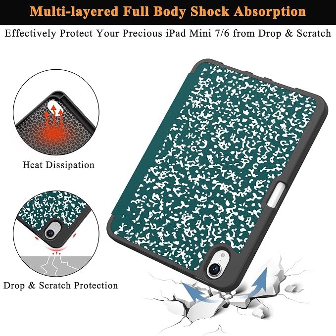 Soke Case for iPad mini (A17 Pro) 7th/ 6th Generation (Book Wine) | Built-in Apple Pencil Slot fit iPad Mini 2024 and 2021 8.3 inch Auto Sleep/Wake