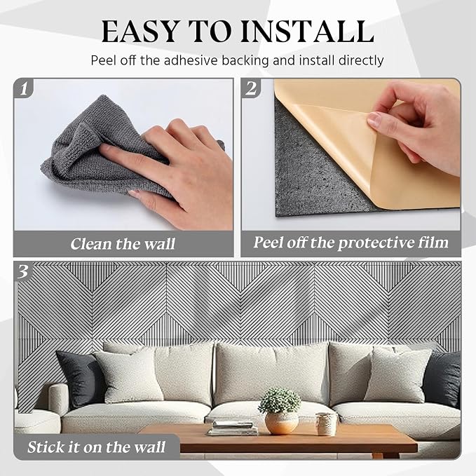 6 Pack Large Acoustical Wall Panels 23.6 x 23.6 Inches Acoustic Peel and Stick
