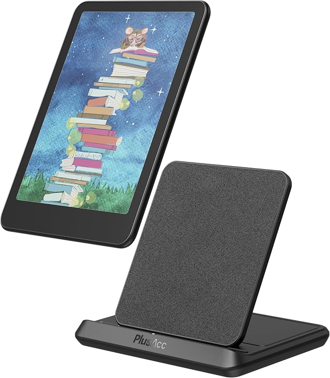 PlusAcc Wireless Charging Dock for Kindle Paperwhite Signature &amp Phones | Colorsoft Signature Edition Foldable Charger Stand Compatible with iPhone 15 Pro Max