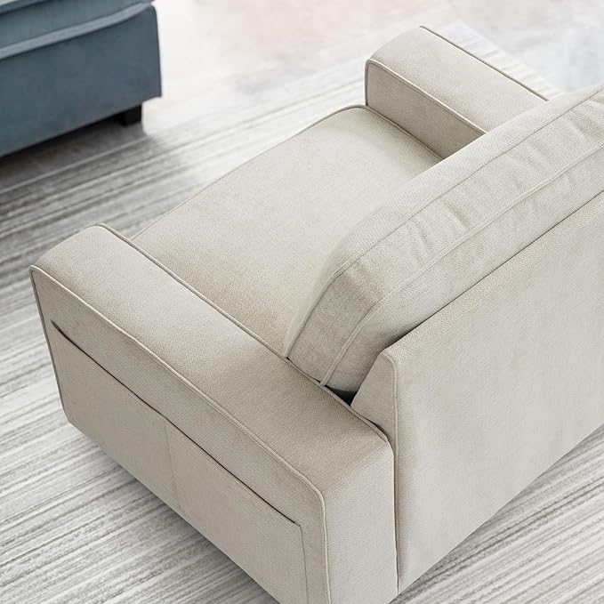 LEISLAND 40" Swivel Accent Chair, Small Couch Sofas for Small Spaces, Fabric Living Room Chairs with Solid Wood Frame, Removable Cushion and Detachable Sofa Cover(Beige)