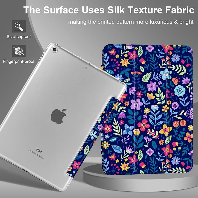 Compatible with iPad 10.2 Inch Case 2021 2020 2019 Smart Lightweight Trifold Stand Hard Plastic Transparent Cover Support Auto Sleep/Wake for iPad 10.2 9th/8th/7th Gen - Bear &amp Cherry