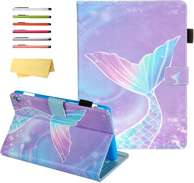 for iPad Air 3 10.5 inch Case 2019 (3rd Generation) &amp iPad Pro 10.5 2017 Cover with Stand/Pencil Holder/Pockets [Auto Sleep/Wake] Magnetic Smart PU Leather Cover Pink Mermaid Tail Scale