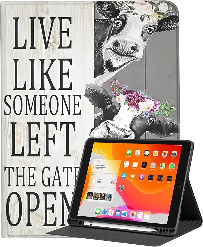 Case for iPad 9th/8th/7th Generation 10.2 Inch 2021/2020/2019 Folio PU Leather Soft TPU Back Cover Multi-Angle Stand Auto Wake/Sleep Smart Case Audio Cassette Tape