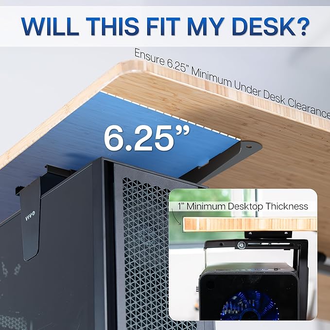 VIVO Under Desk and Wall 8.3 to 13 inch Wide Office and Gaming PC Mount, Large Computer Case CPU Machine Holder with Swivel and Locking, Holds 44 lbs, Black, MOUNT-PC01L
