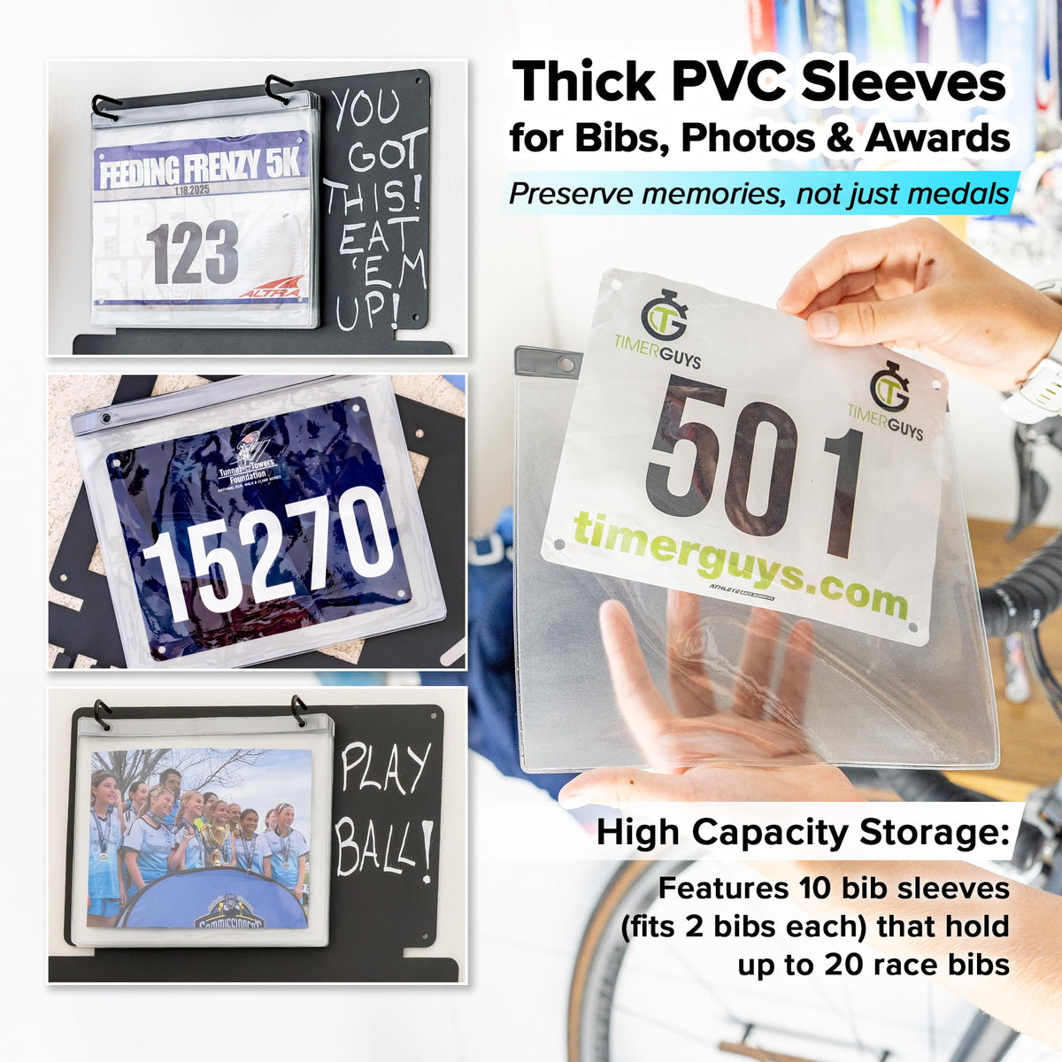 Stekja Running Medal Hanger Display with Race Bib Holder, Gift for Runners
