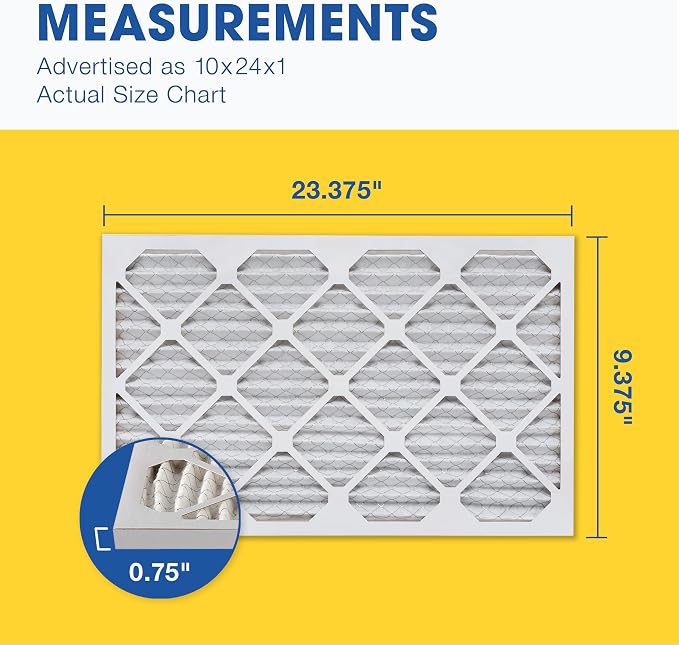 Aerostar 10x24x1 MERV 11 Pleated Air Filter, AC Furnace Air Filter, 6 Pack