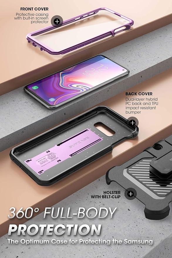 SUPCASE Unicorn Beetle Pro Series Designed for Samsung Galaxy S10e Case (2019 Release) Full-Body Dual Layer Rugged With Holster &amp Kickstand With Built-in Screen Protector (Black)