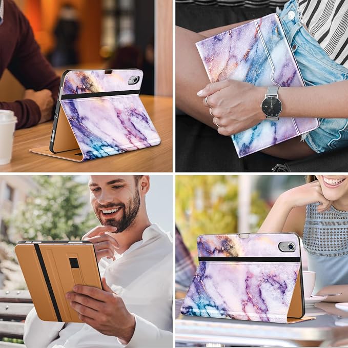 DTTO for iPad Air 11-inch Case M4/M3/M2 (2026/2025/2024) iPad Air 5th / 4th Generation (2022/2020) Premium Leather Business Folio Stand Cover with Pencil Holder - Auto Sleep/Wake Brown
