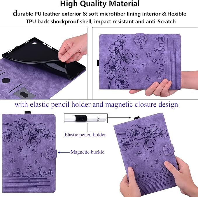 for Apple iPad 10.2 Case 9th/8th/7th Generation Cover (2021/2020/2019) with Auto Wake/Sleep Ultra Thin Lightweight Trifold Stand Folio PU Leather &amp Hard Back Hybrid Cover Almond Blossom