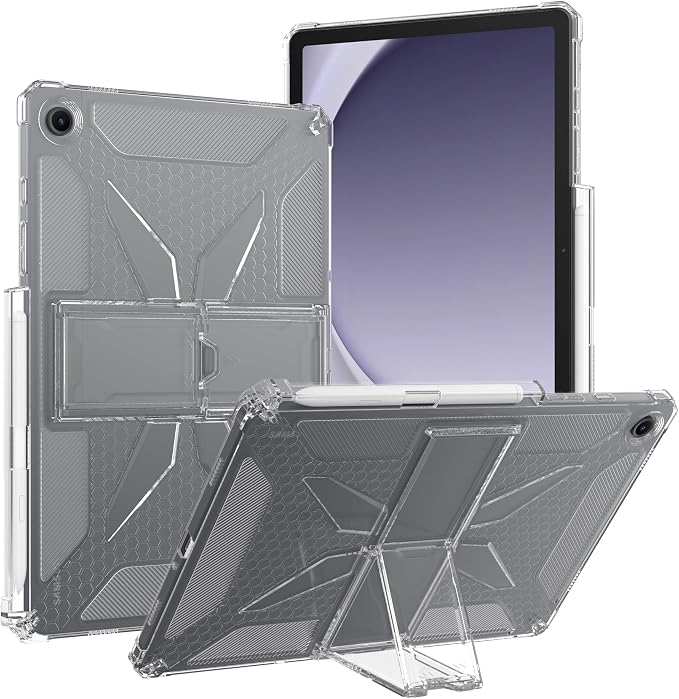 Clear Case for Samsung Galaxy Tab A11 8.7 2025 with Pencil Holder/Kickstand Soft TPU with Reinforced Corners‌ Shockproof Impact Resistant - Clear
